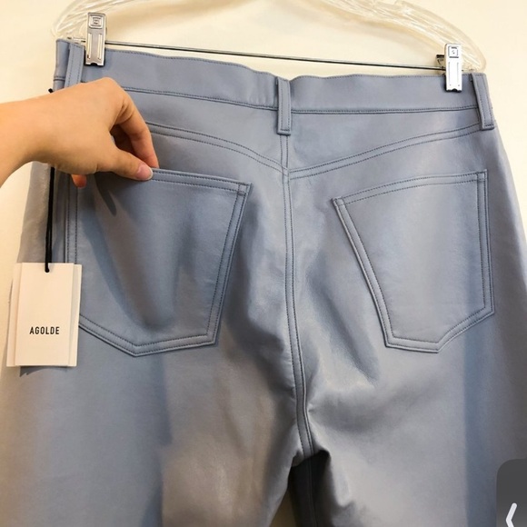 AGOLDE 90's Pinch Marlin Blue Classic Recycled Leather Straight Leg Pants 31 NWT - Picture 5 of 11